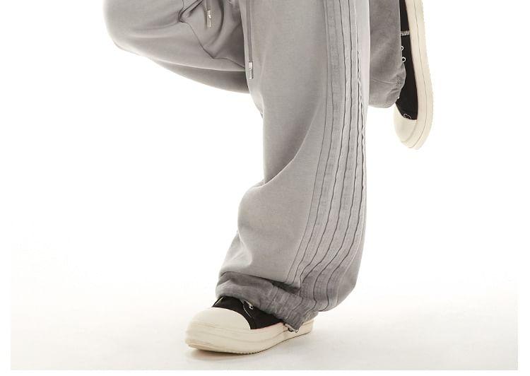 Stripe-Accent Loose-Fit Wide-Leg Sweatpants Product Image