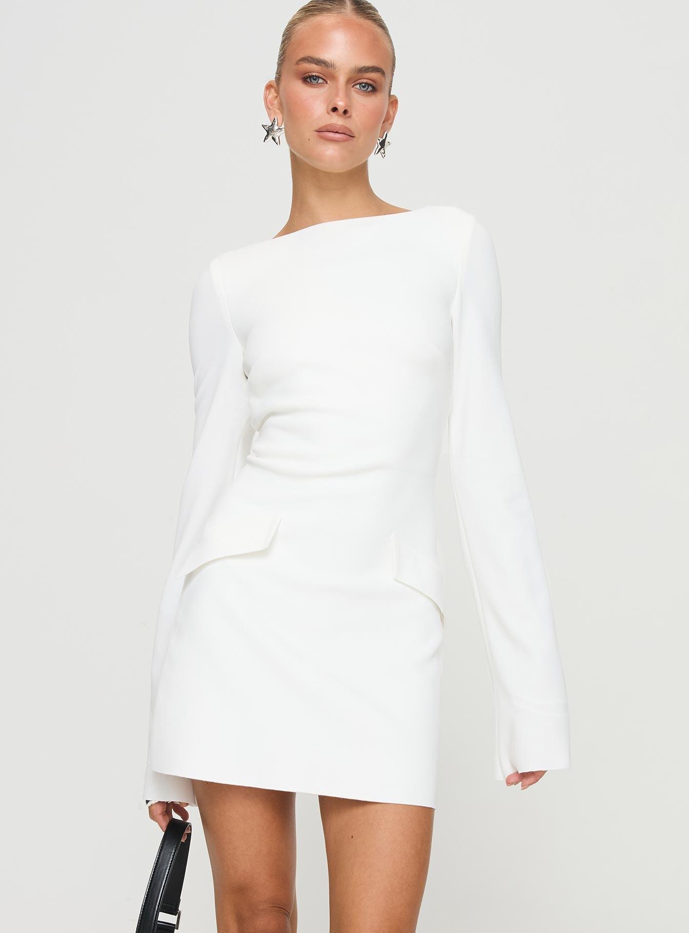 Carters Long Sleeve Mini Dress White Product Image