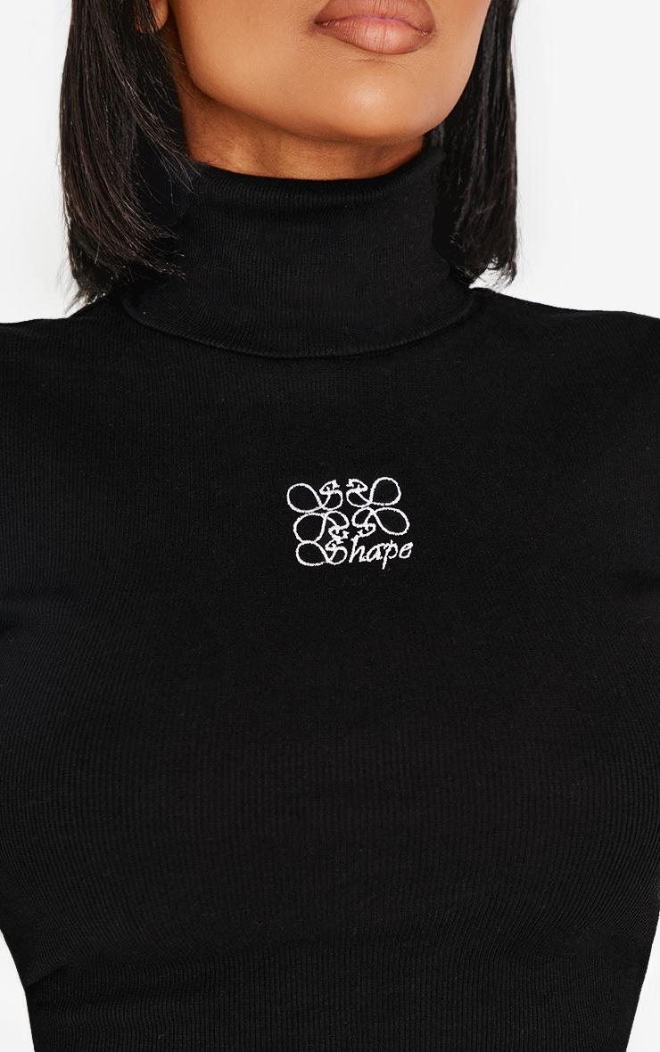 Shape Black Swirl Logo Ribbed Long Sleeve Roll Neck Top Product Image