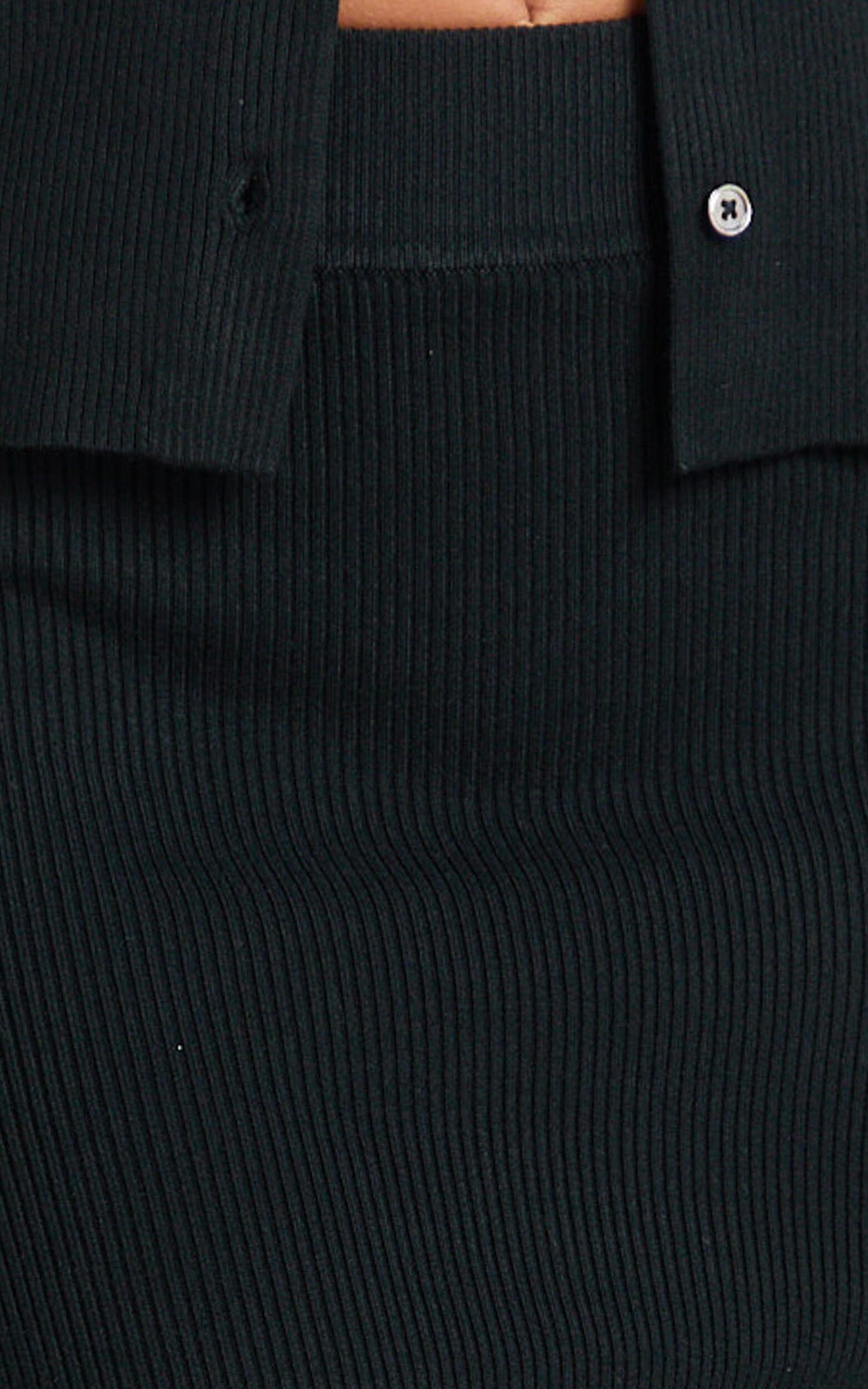 Halle Midi Skirt - High Waist Bodycon Knit Midi Skirt in Black Product Image