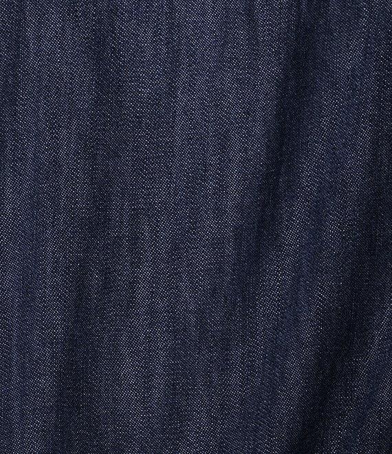 ELAN Denim V-Neck Short Cap Sleeve Midi Dress Product Image