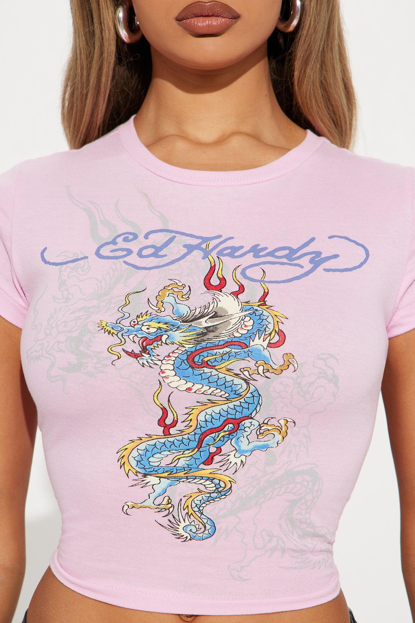 Dragon Flame Ed Hardy Tee - Pink Product Image
