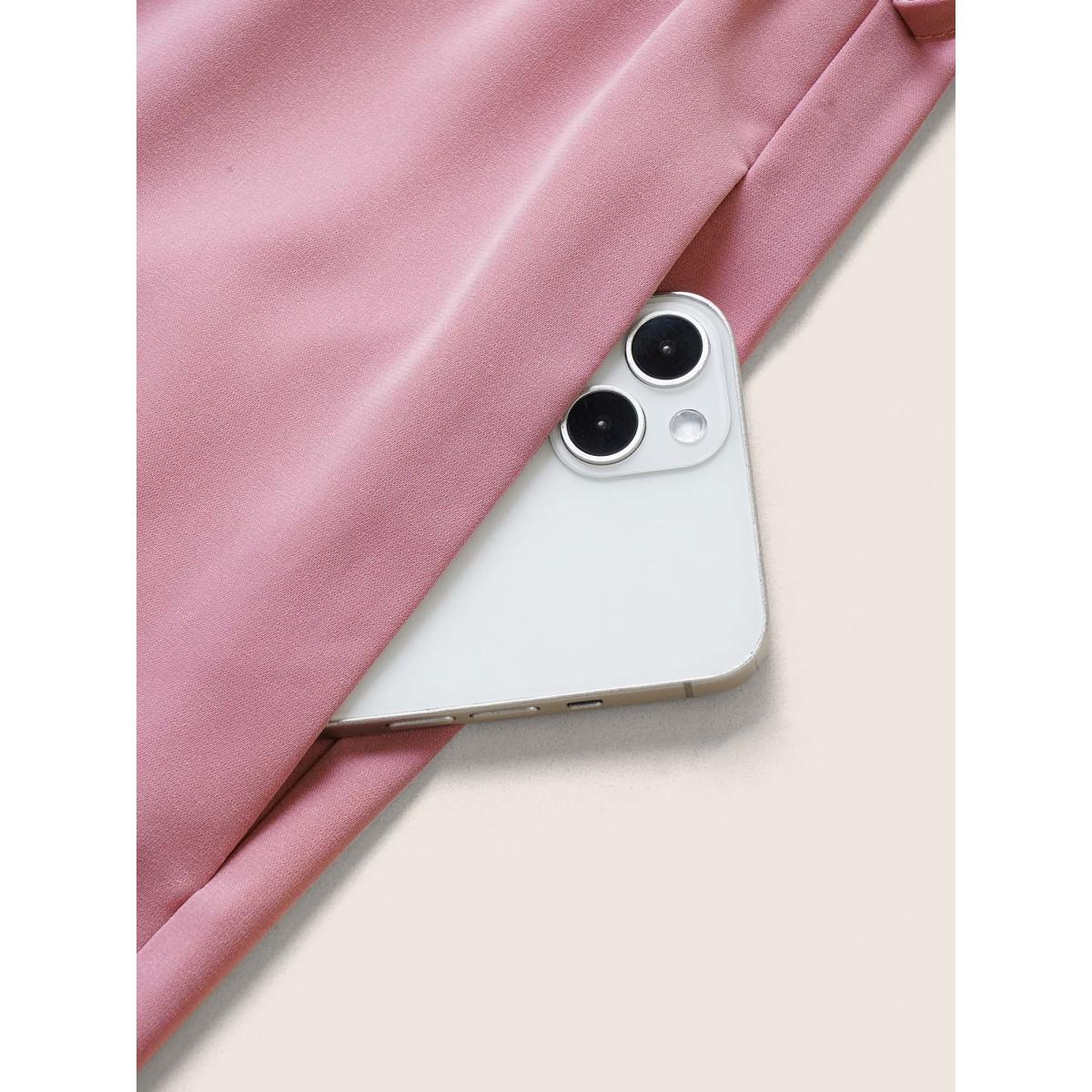 Plus Size Rouge Anti-Wrinkle Plain Belted Flutter Sleeve Zipper Jumpsuit Women Elegant Short sleeve Overlap Collar Everyday Loose Jumpsuits BloomChic 28/5X Product Image