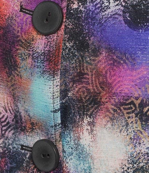 Ali Miles Plus Size Woven Abstract Multi Wire Collar 3/4 Sleeve Button-Front Jacket Product Image