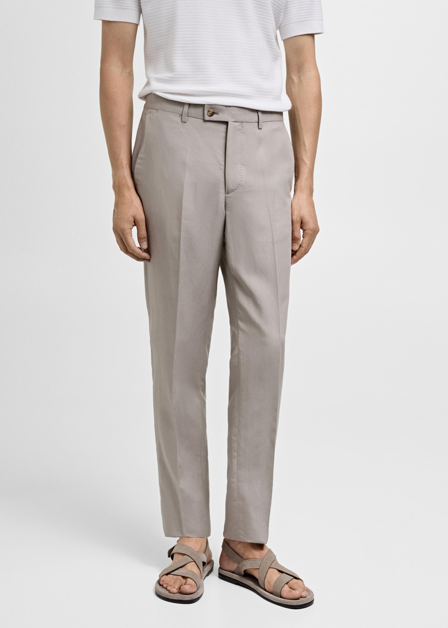 Slim-fit linen-blend suit pants - Men | MANGO USA Product Image