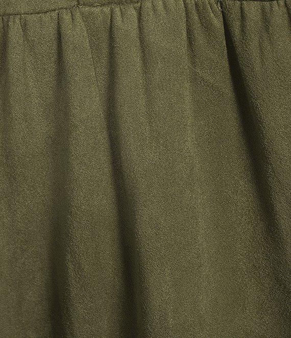 Skies Are Blue Faux Suede Split V-Neck Ruffle Cap Sleeve Tier Dress Product Image