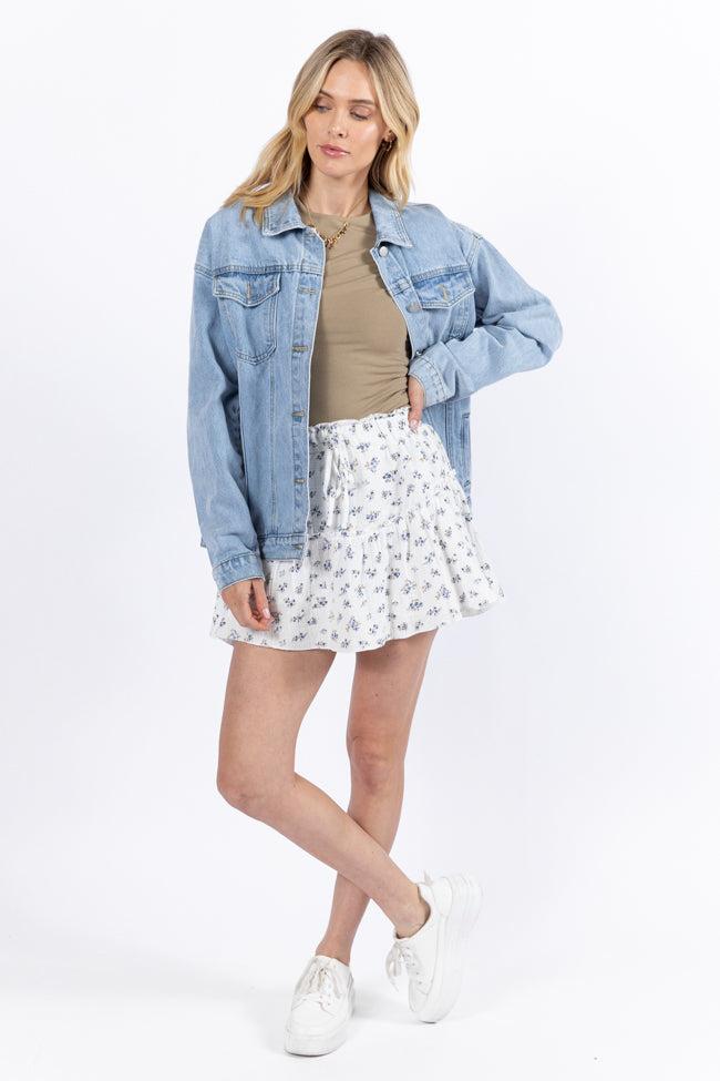 Let's Try It Light Wash Boyfriend Denim Jacket FINAL SALE Product Image