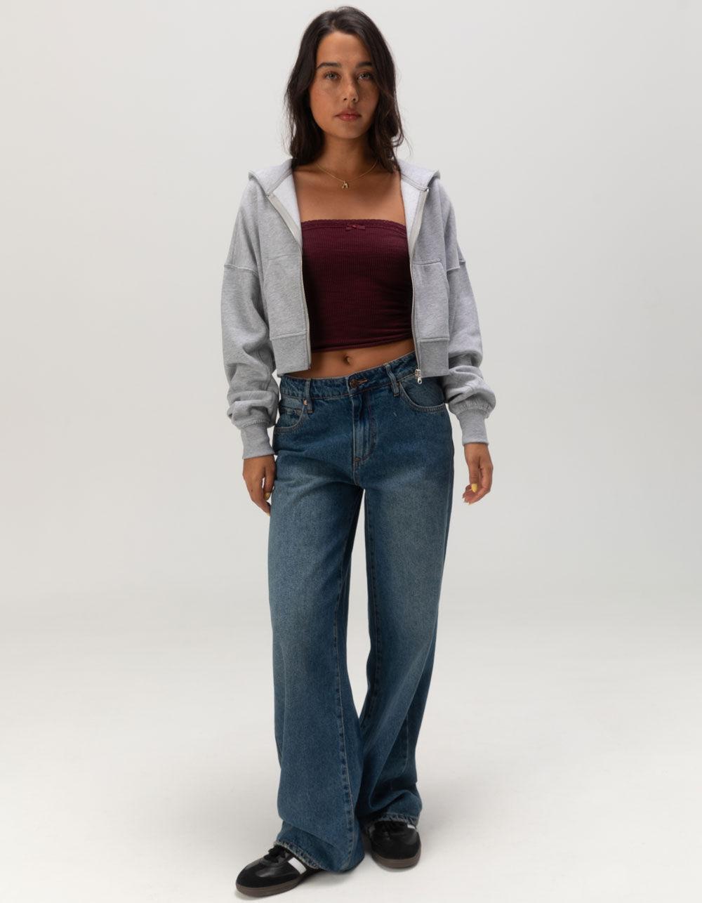 TILLYS Womens Cropped Zip-Up Hoodie - HEATHER GRAY Product Image