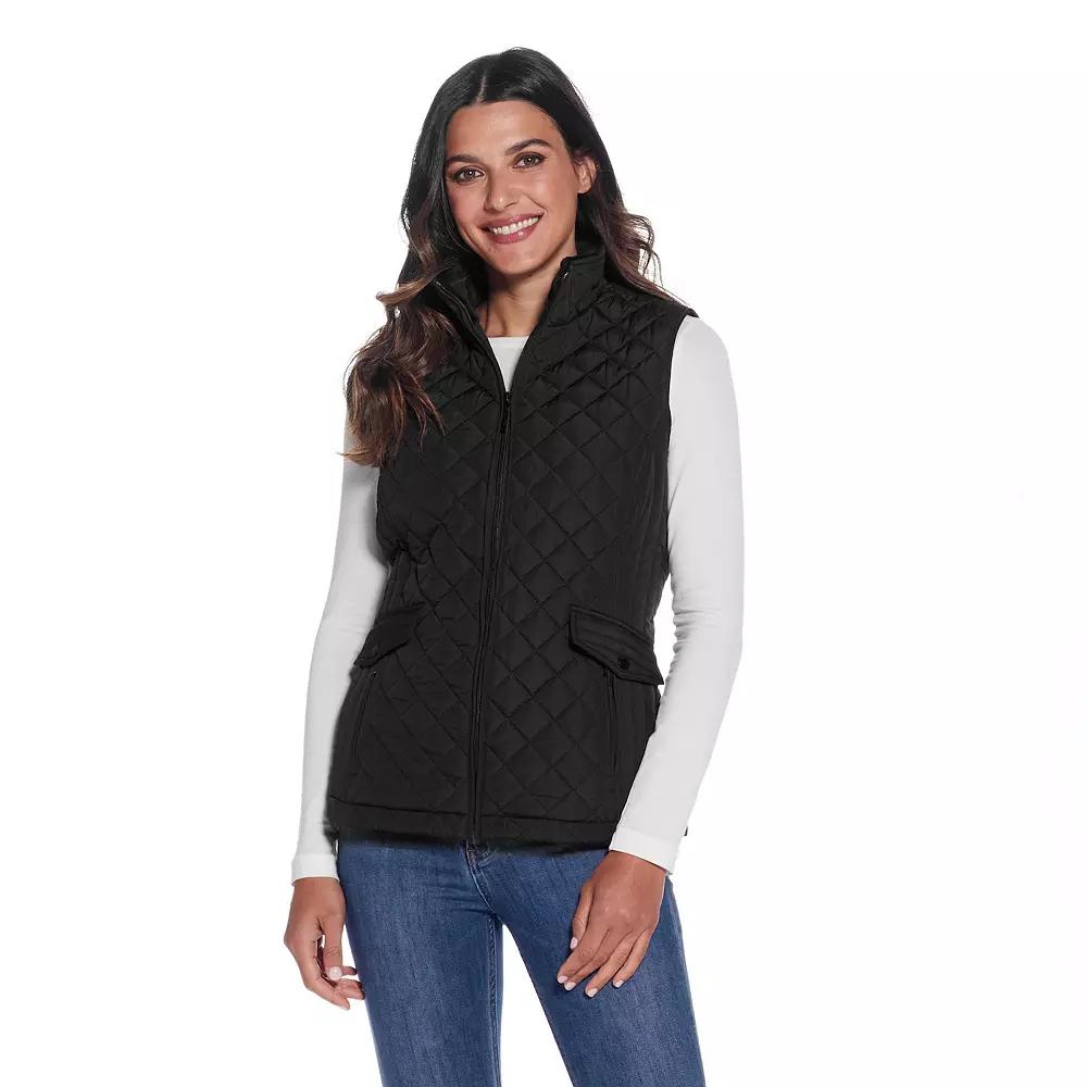 Women's Weathercast Plush Lined Quilted Vest, Size: Small, Black Product Image