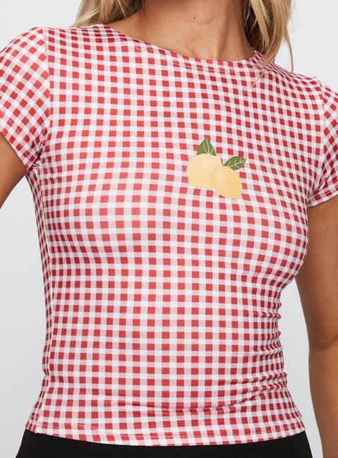 Marcello Graphic Top Red Check Product Image