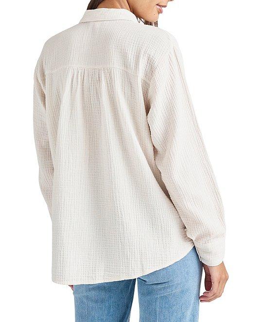 Splendid Adele Point Collar Long Sleeve Button Front Gauze Shirt Product Image