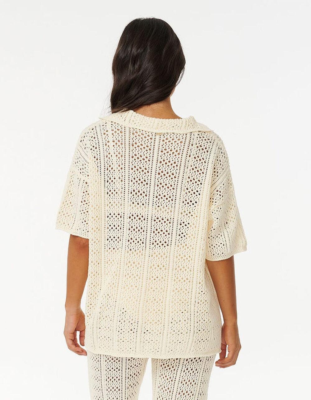 RIP CURL Pacific Dreams Womens Crochet Shirt - OFF WHITE Product Image
