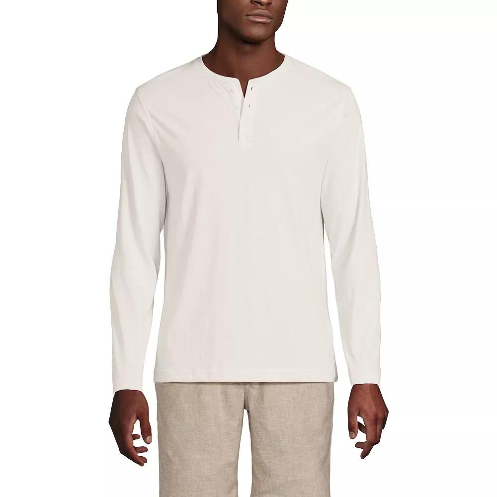 Men's Lands' End Long Sleeve Supima Jersey Henley Top,  Product Image