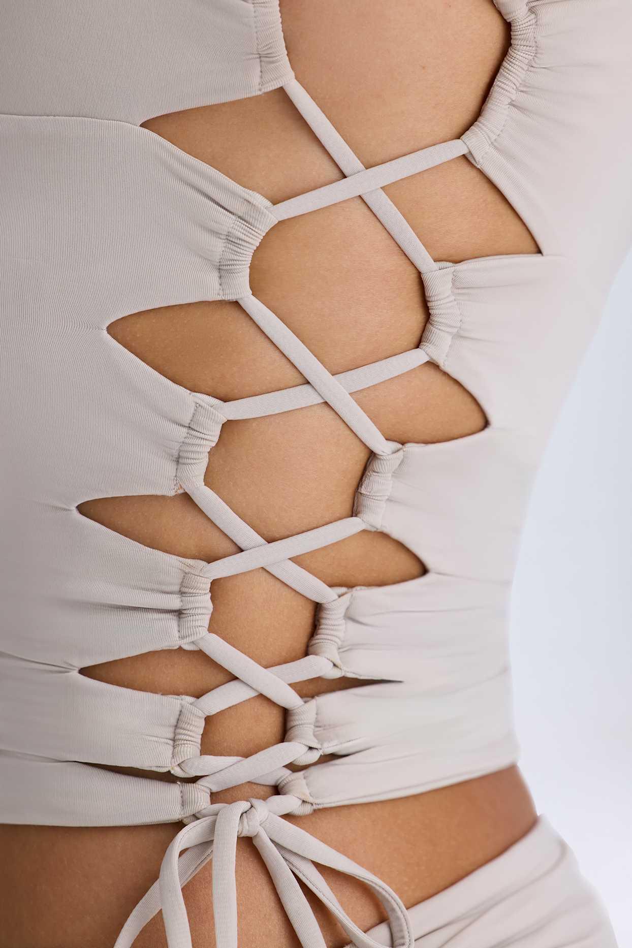 Ruched Cut-Out Top in Taupe Female Product Image