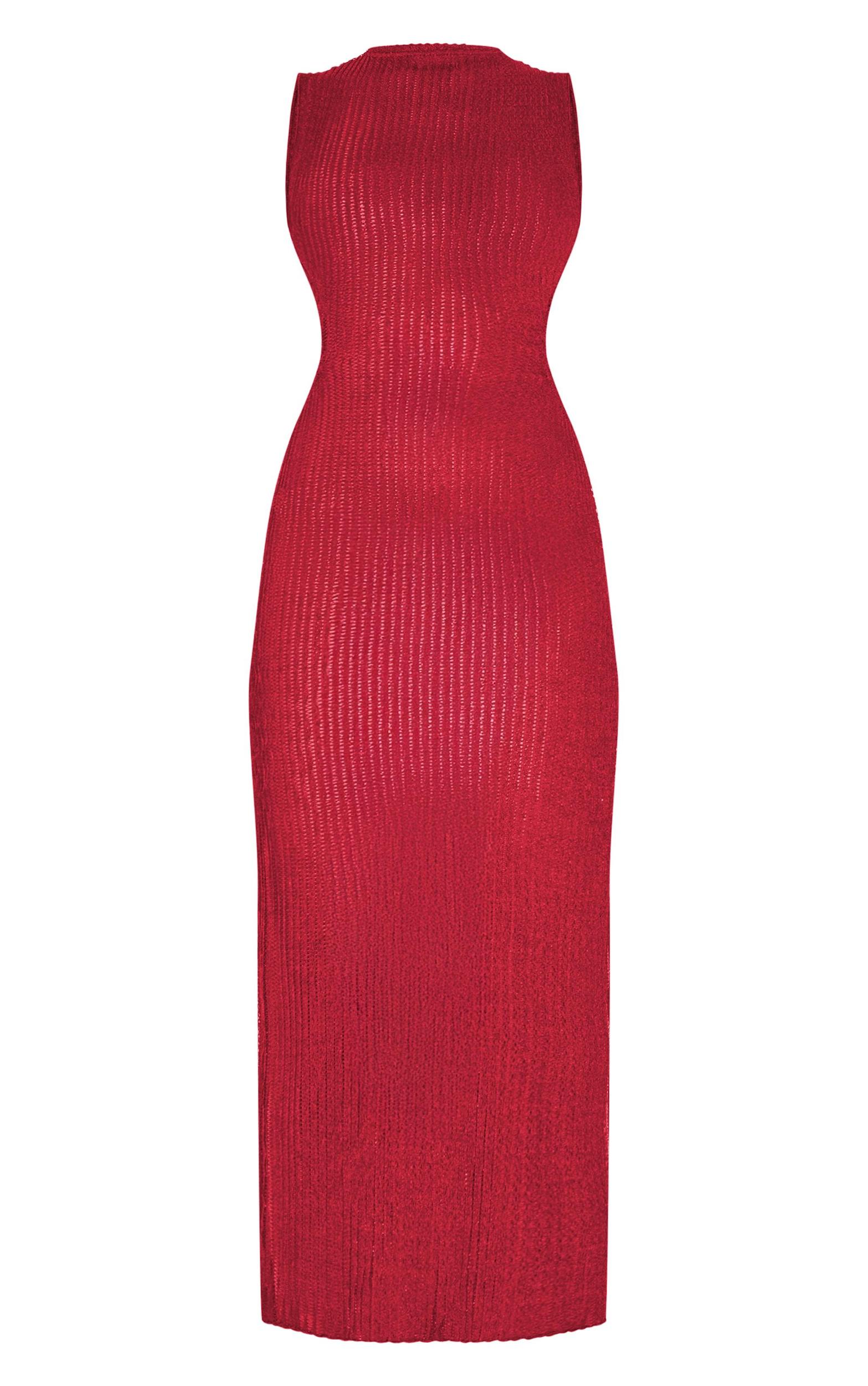 Burgundy Texture Extreme Back Cut Out Maxi Dress Product Image