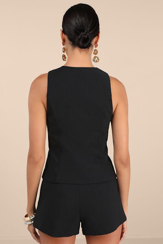 Gracinda Black Button-Front Vest Top Product Image