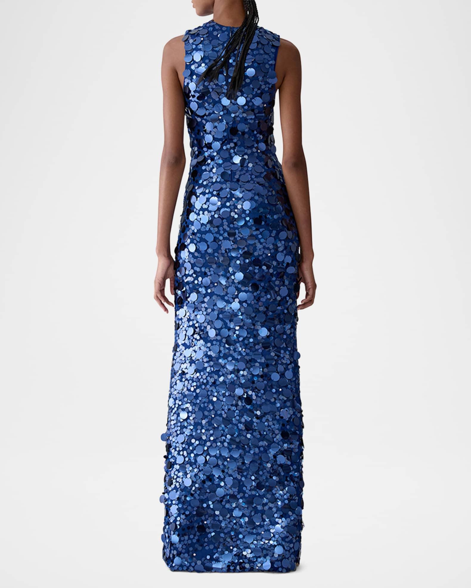 Sequined Sleeveless Mock-Neck Gown Product Image