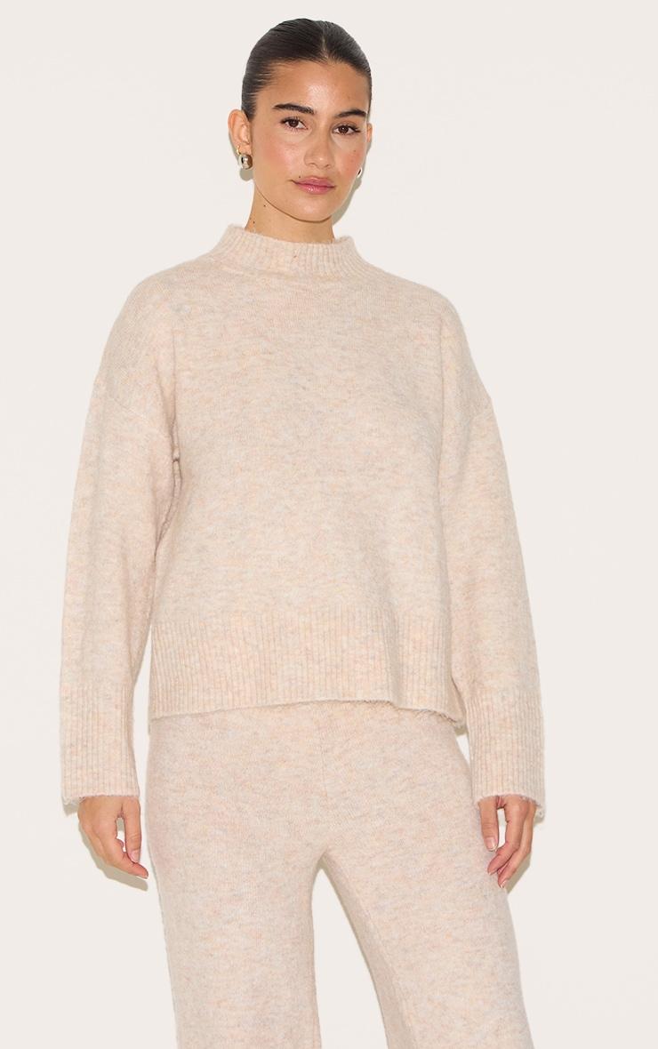 Stone Luxe Knit High Neck Open Back Sweater Product Image