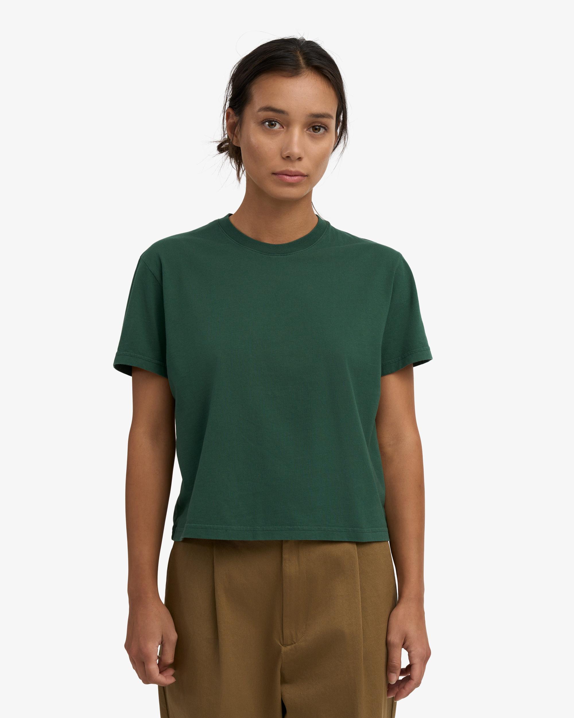 Organic Boxy Crop Tee - Petrol Blue Product Image