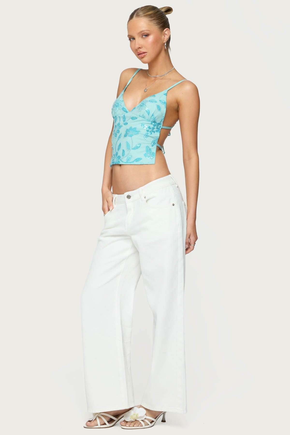 Pia Sequin Floral Backless Top Product Image