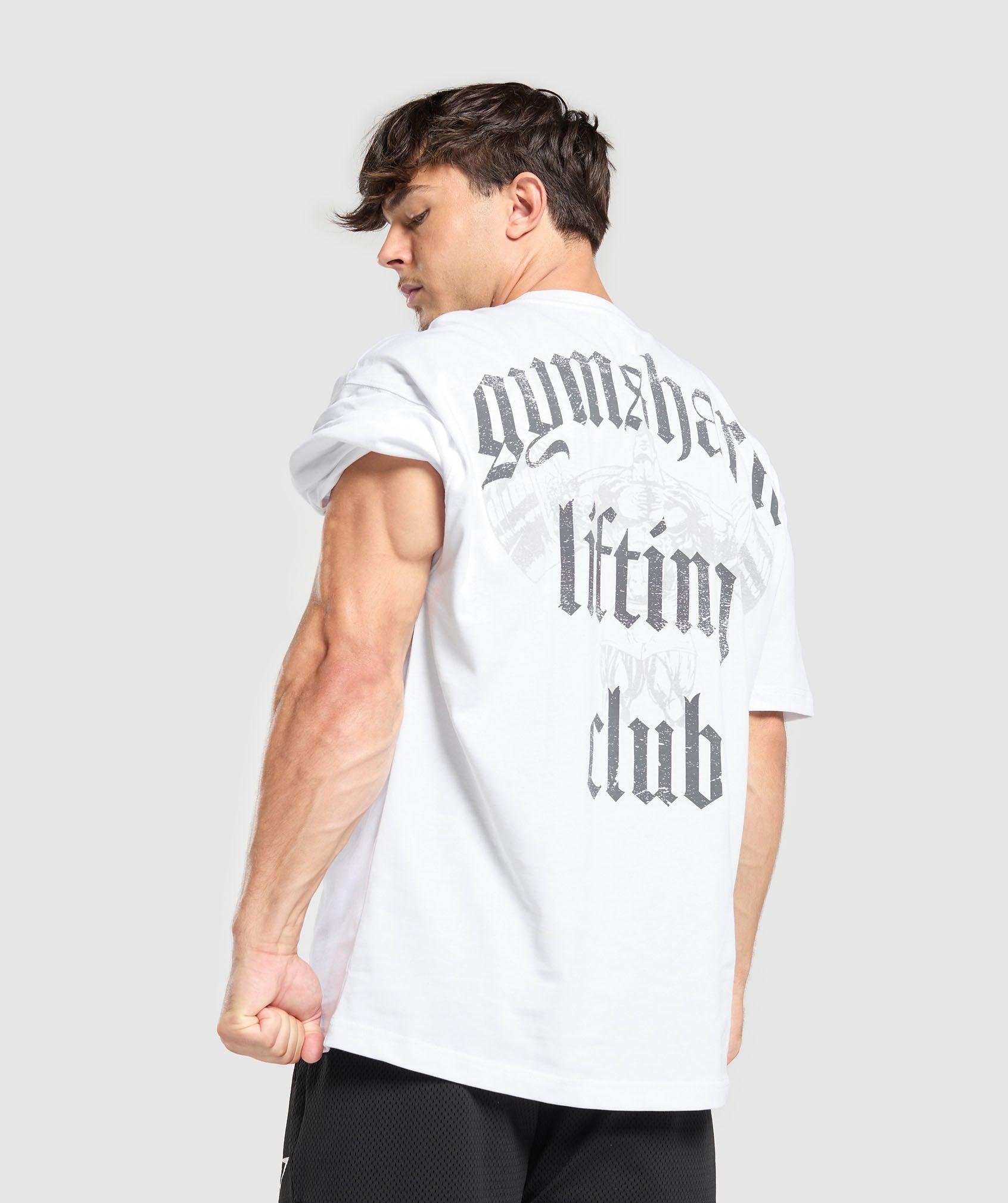 Gymshark Lifting Club T-Shirt - White/Pitch Grey Male Product Image