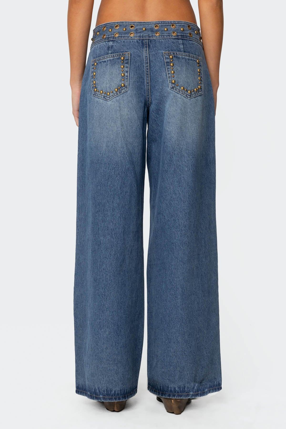 Stud & Grommet Low Rise Jeans Product Image