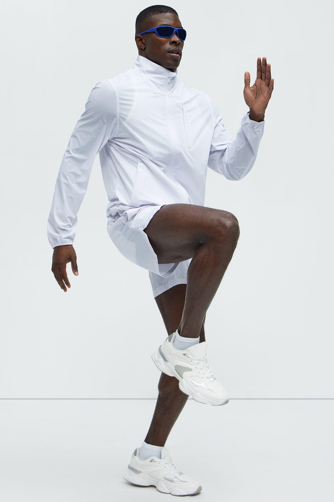 Lightweight Stretch Running Windbreaker Jacket - White Product Image