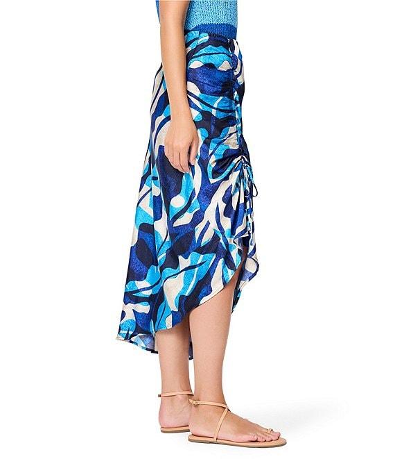 NIC + ZOE Aqua Surf Mid Rise Side Ruched Asymmetrical Skirt Product Image
