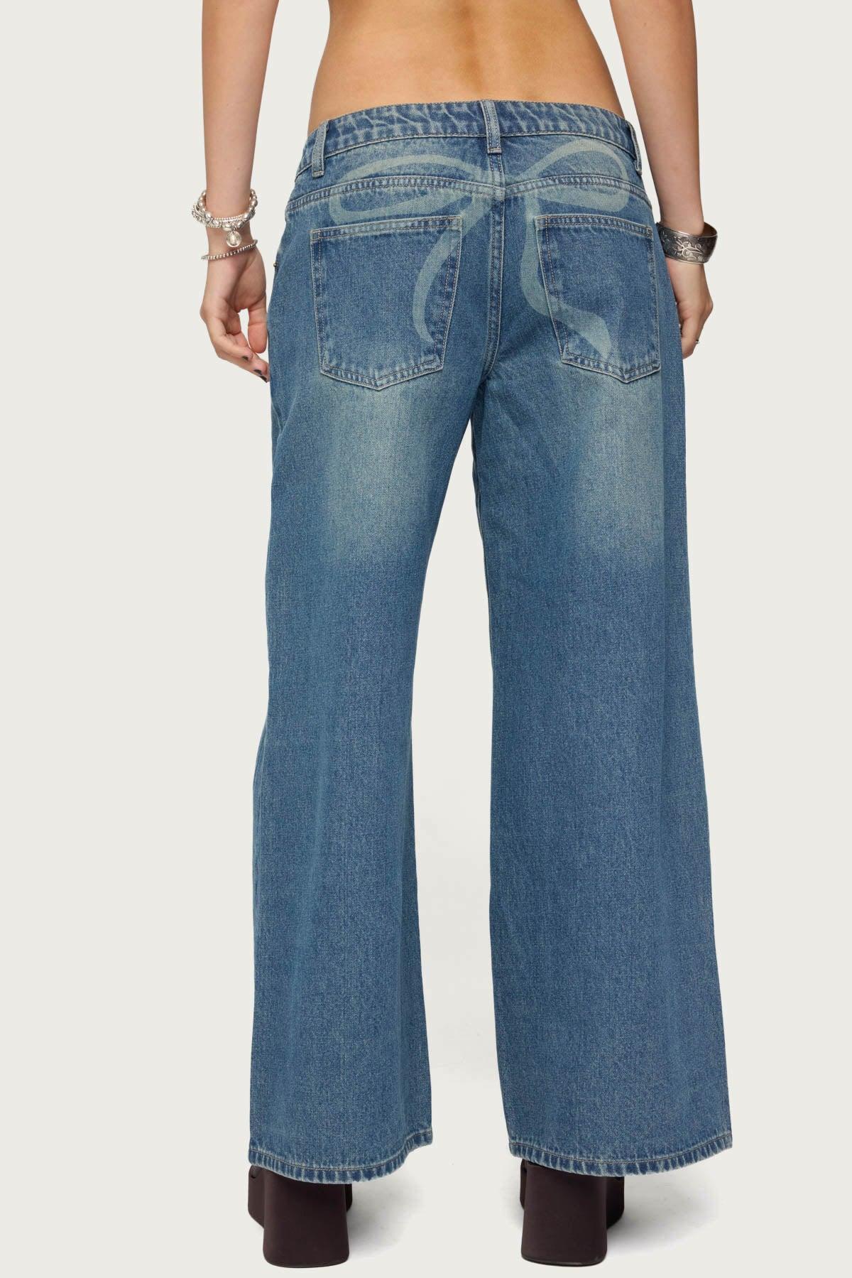 Petite Vyxen Vintage Washed Low Rise Baggy Jeans Product Image