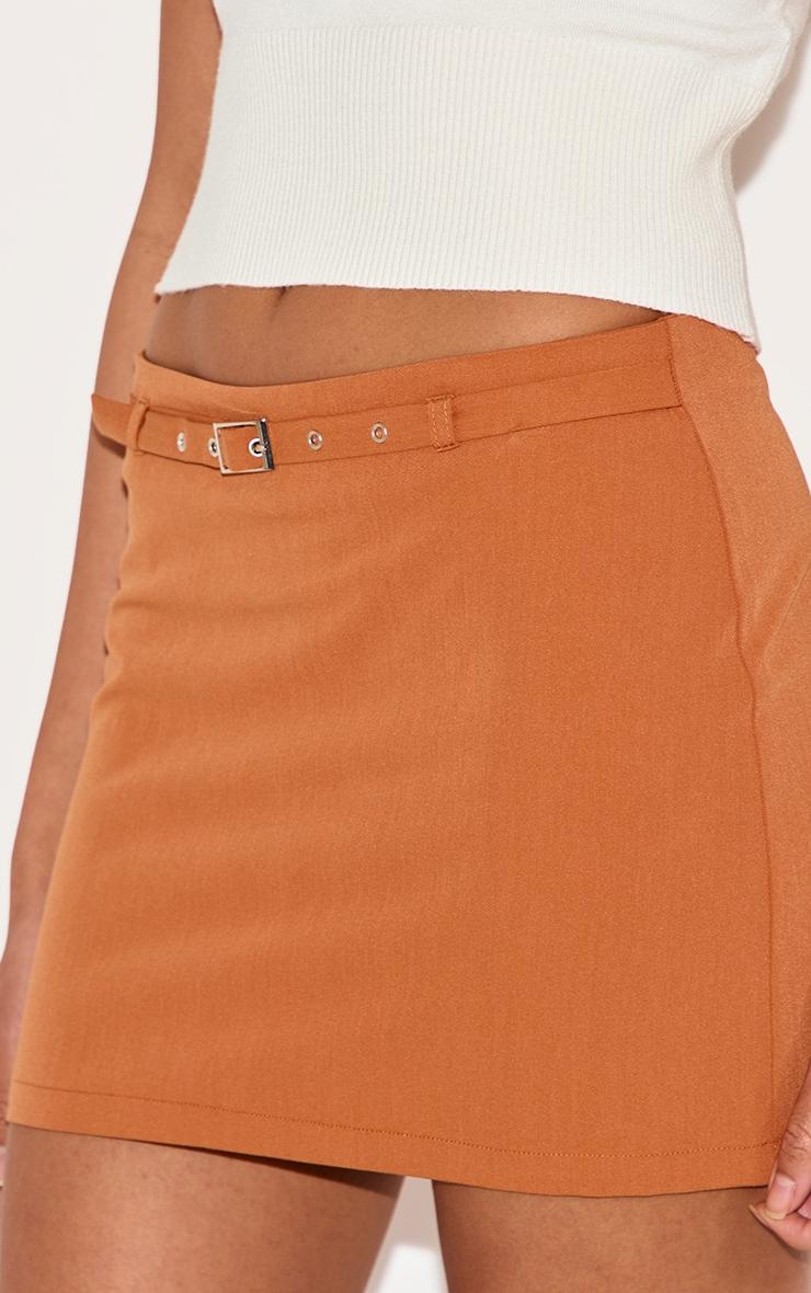 Rust Black Thin Belt Detail Tailored Mini Skirt Product Image