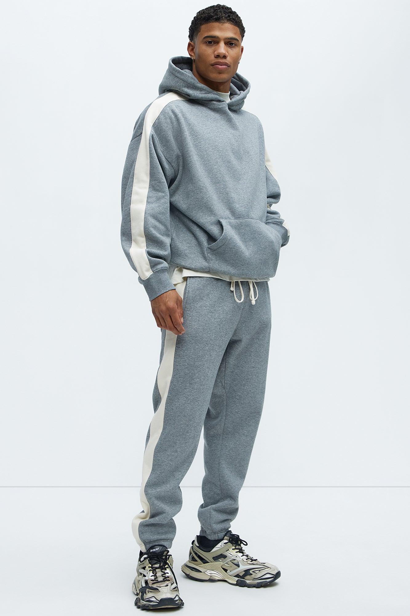 Tyson Heavyweight Striped Jogger - Heather Grey Product Image