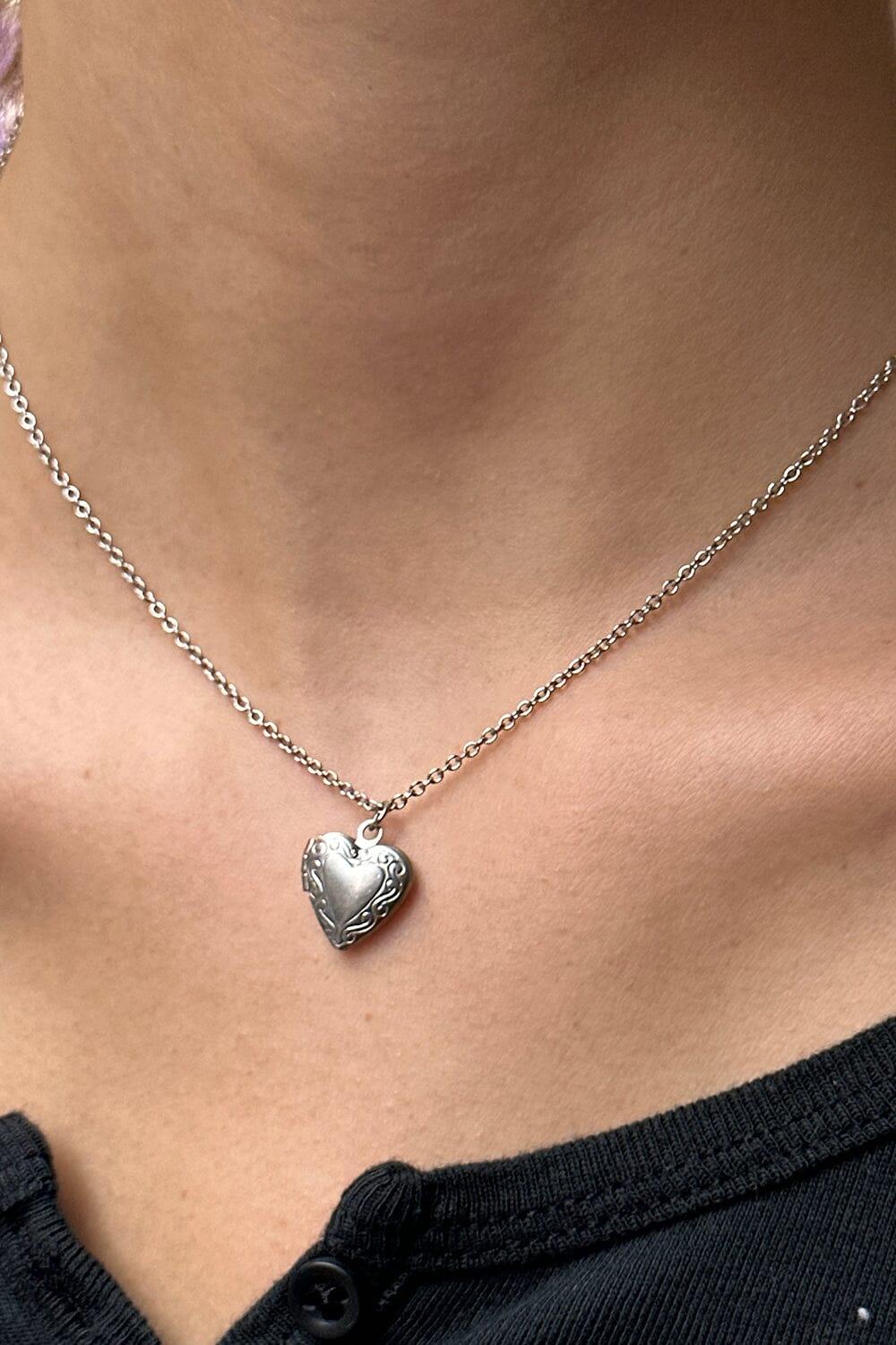 Stainless Steel Heart Locket Necklace Product Image