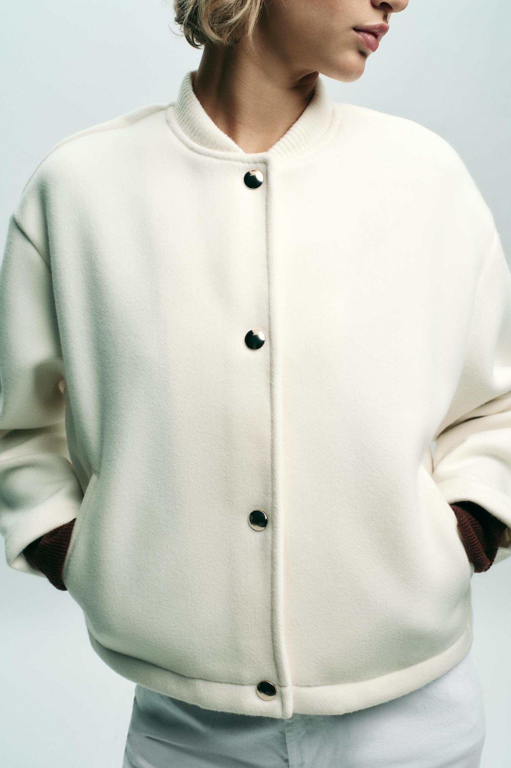 SOFT BOMBER JACKET WITH GOLDEN BUTTONS Product Image