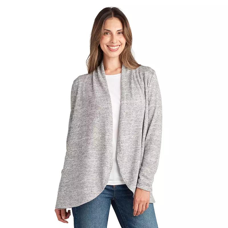 Womens AGB Long Sleeve Cozy Cardigan Grey Black Product Image