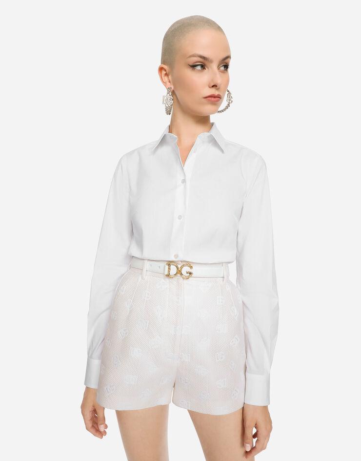 DOLCE & GABBANA Baroque Dg Logo Buckle Belt In Calf Leather In White Product Image