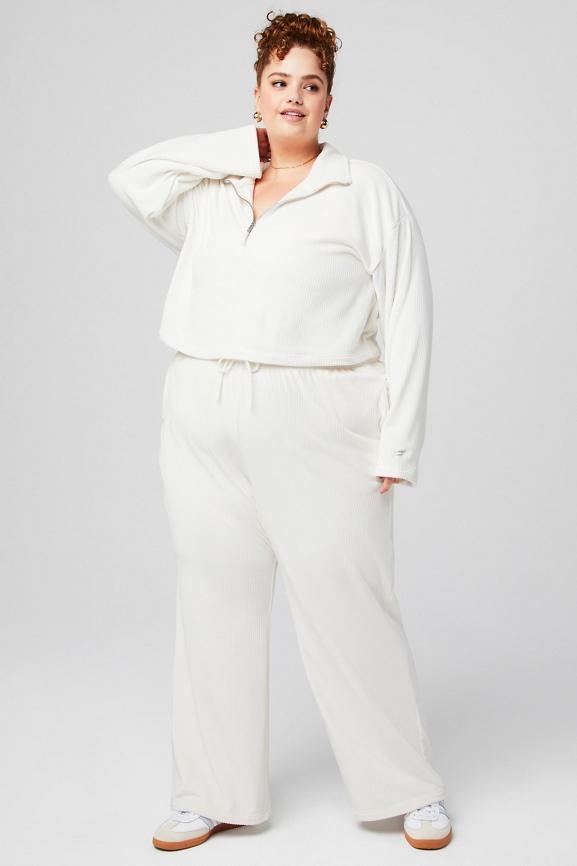 Plush Rib Half Zip Sweatshirt Product Image