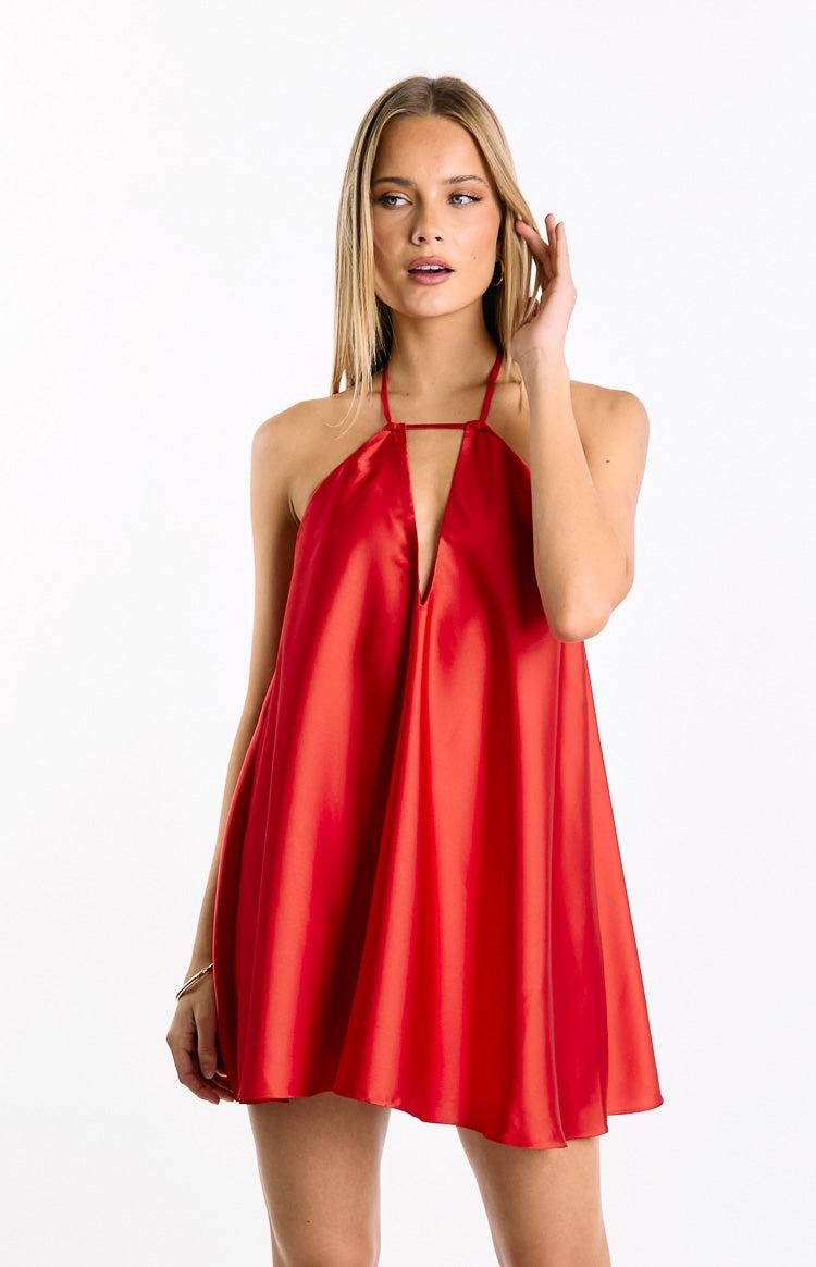 Sympathy Red Halter Neck Mini Dress Product Image