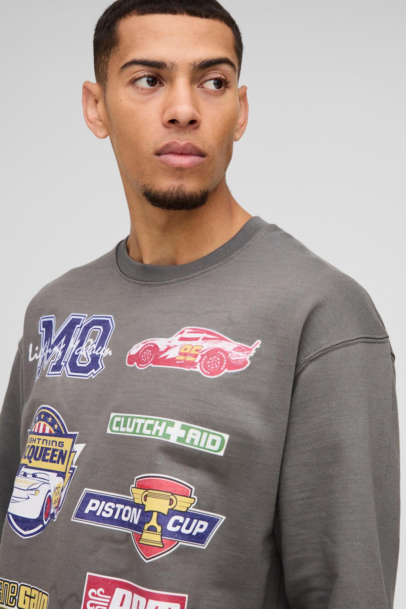 Pixar Cars Varsity License Print Sweatshirt | boohooMAN USA Product Image