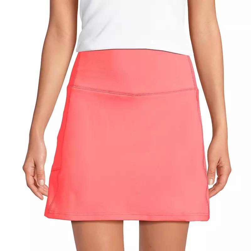 Women's Lands' End Active High-Impact High-Rise Flat Front Skort, Size: Medium, Black Product Image