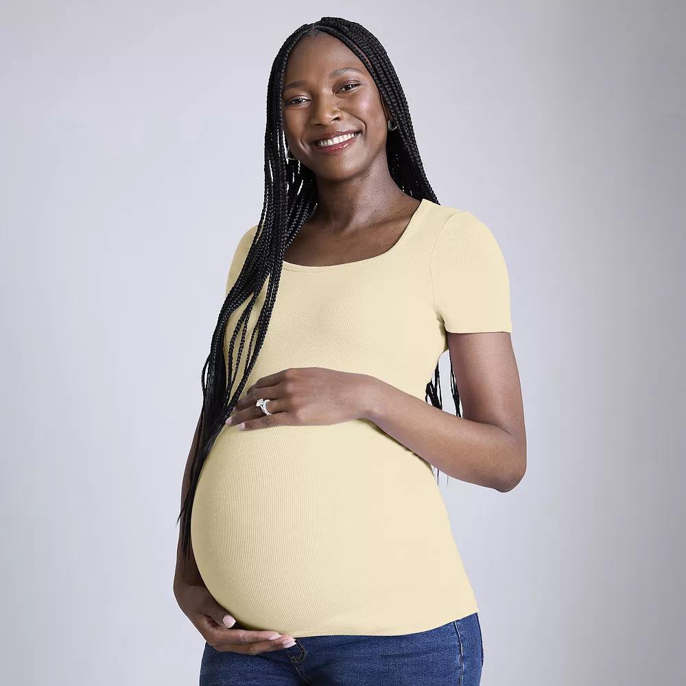 Maternity Motherhood Squareneck Short Sleeve Top, Womens French White Product Image