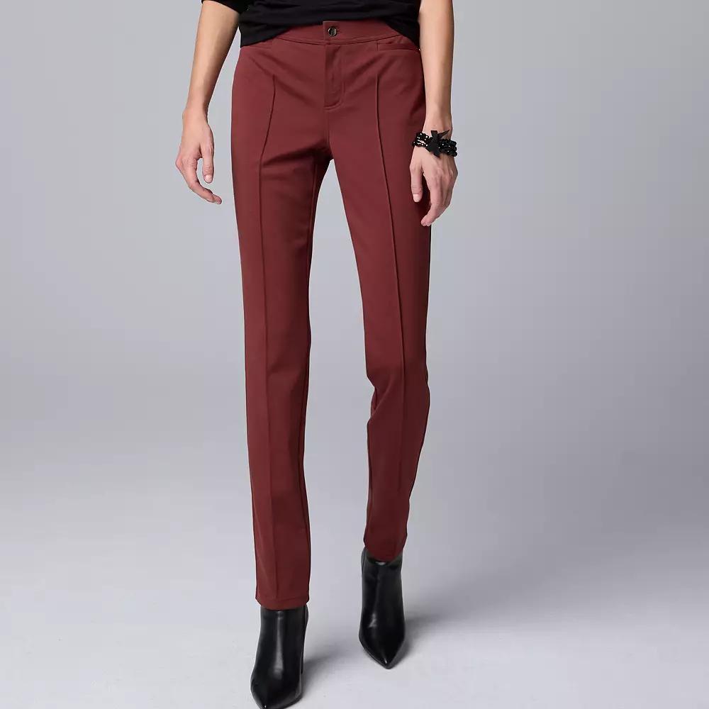 Women's Simply Vera Vera Wang Mid-Rise Pintuck Ponte Skinny Pants,  Product Image