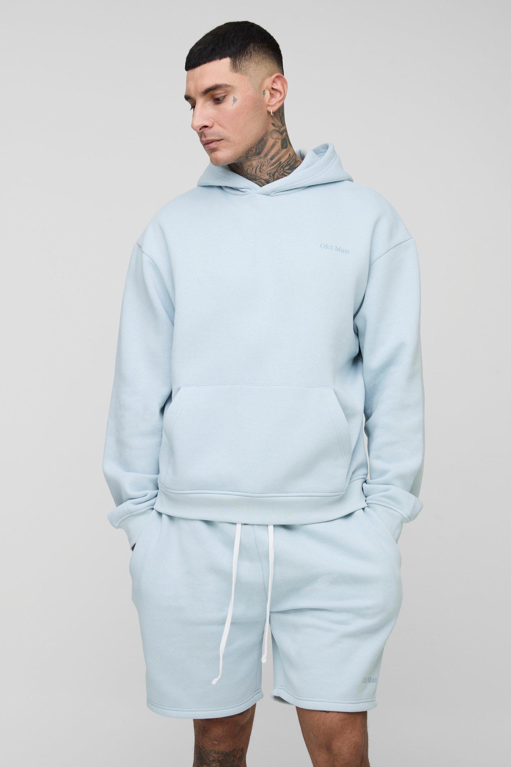 Tall Oversized Boxy OFCL Man Short Hooded Tracksuit | boohooMAN USA Product Image