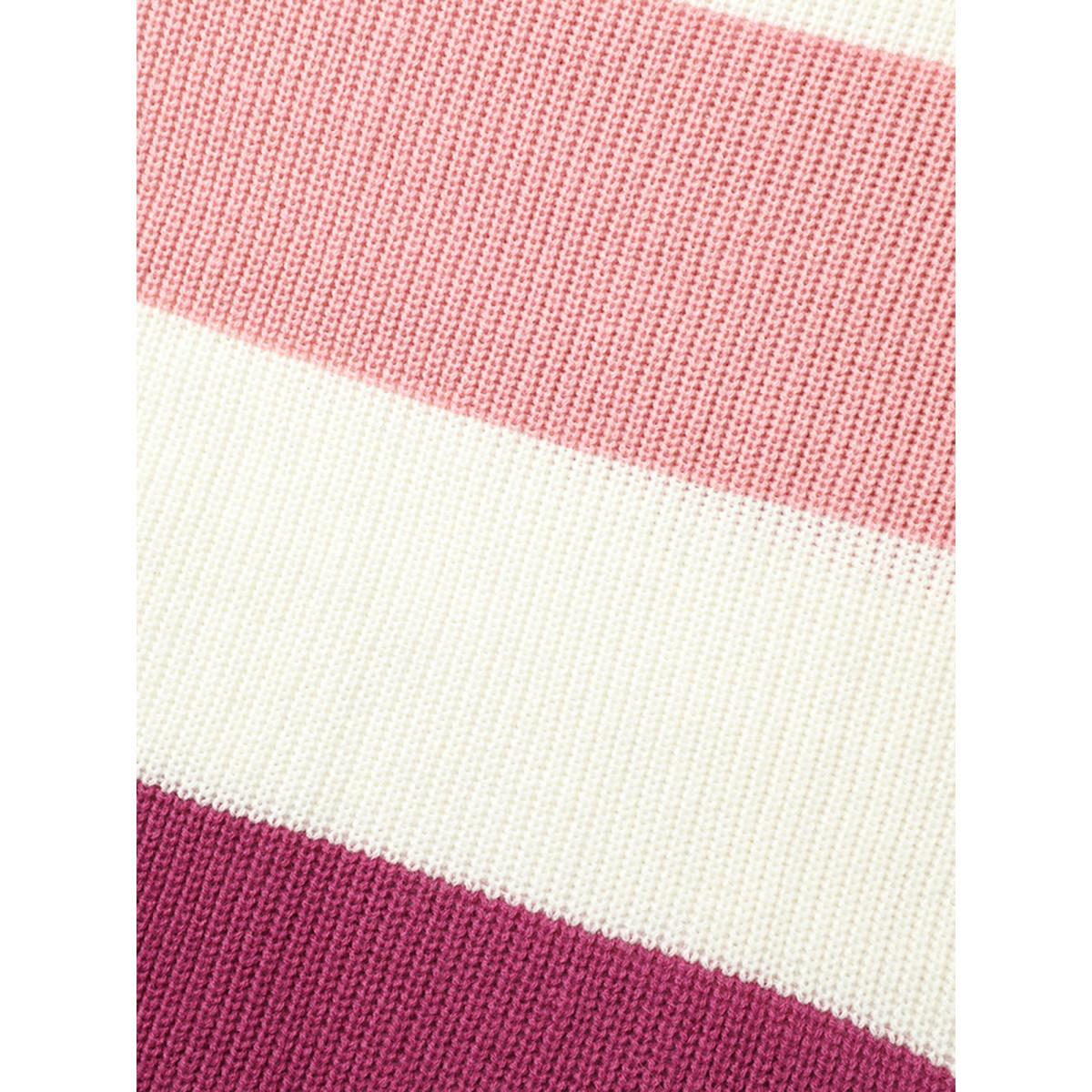 Plus Size Round Neck Colorblock Contrast Pullover RedViolet Women Casual Long Sleeve Round Neck Everyday Pullovers BloomChic 10/M Product Image