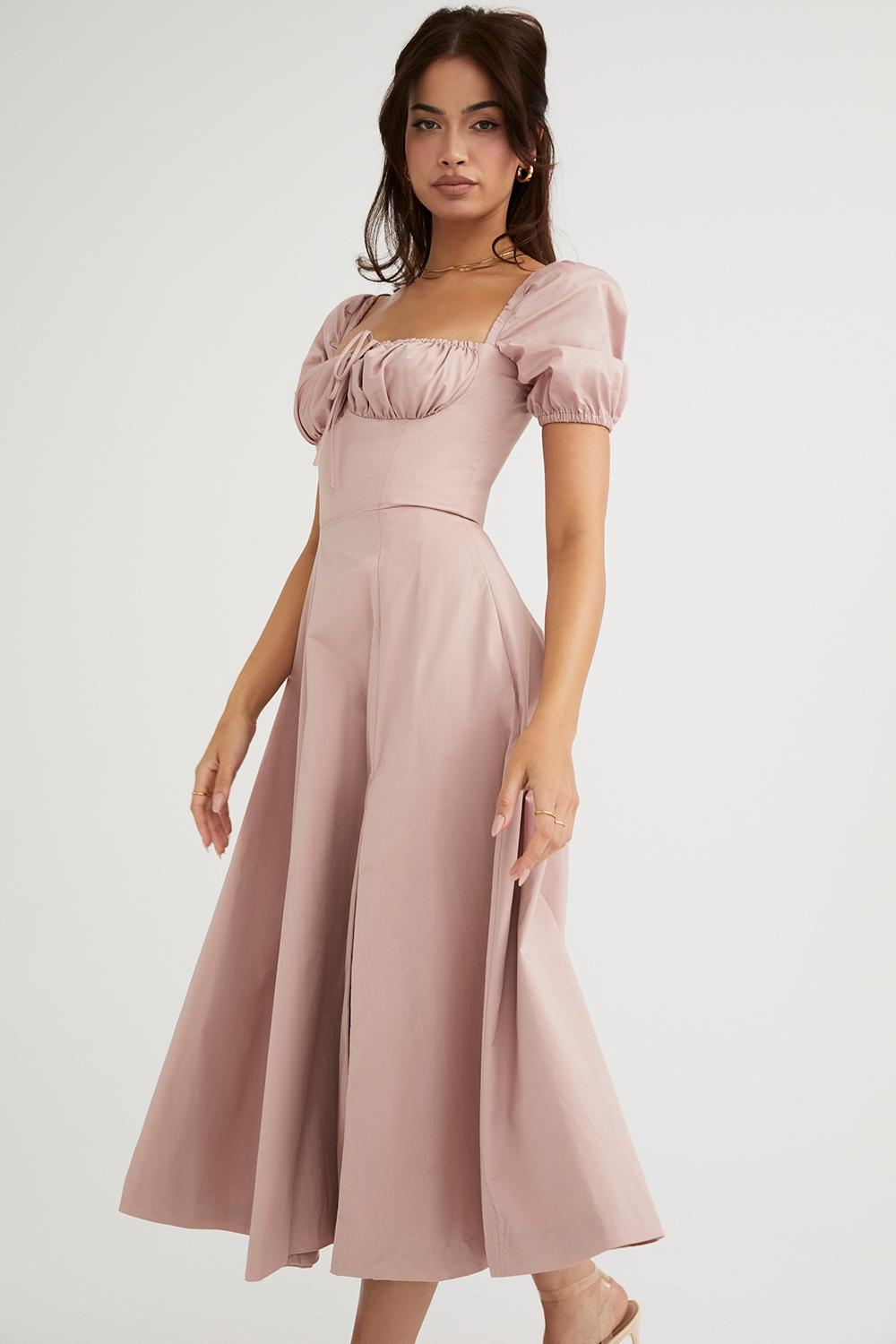 Tallulah  blush puff sleeve midi dress - sale Product Image