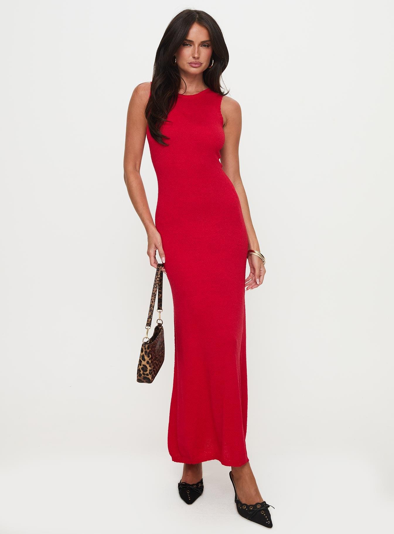 Maebie Knit Maxi Dress Red Product Image