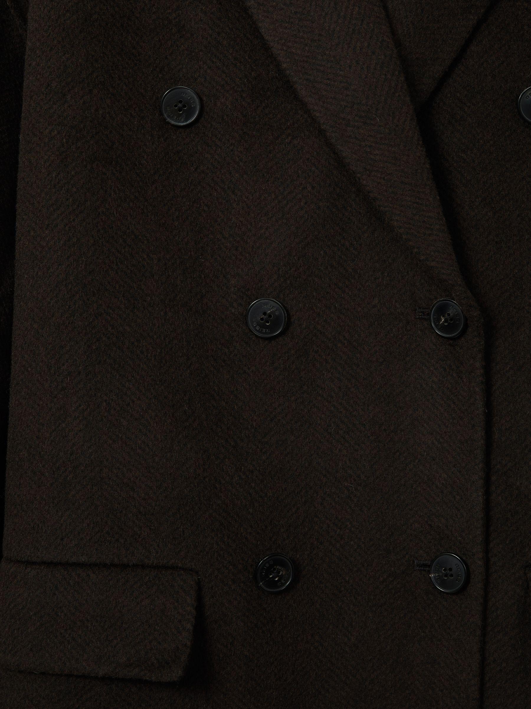 Wool Blend Herringbone-Twill Coat in Chocolate Product Image