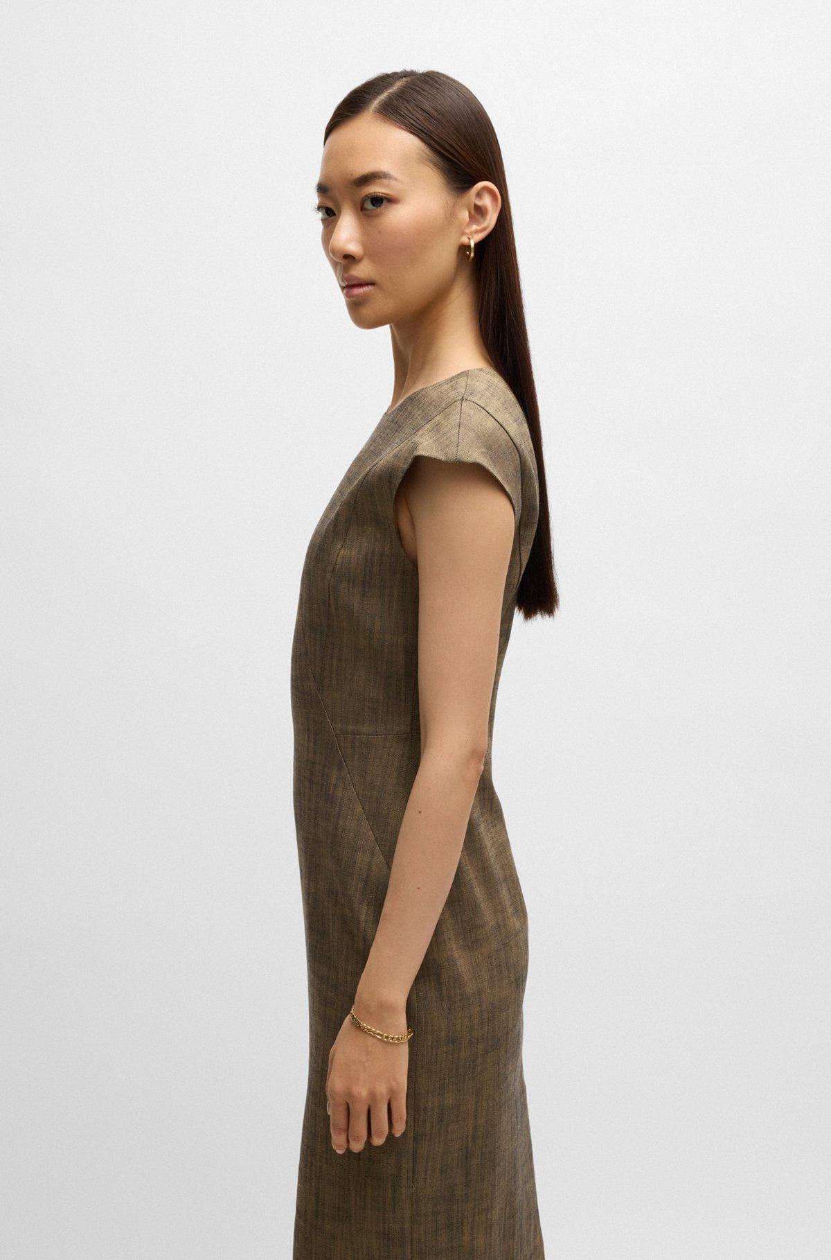 Cap-sleeve dress in melange stretch sharkskin Product Image