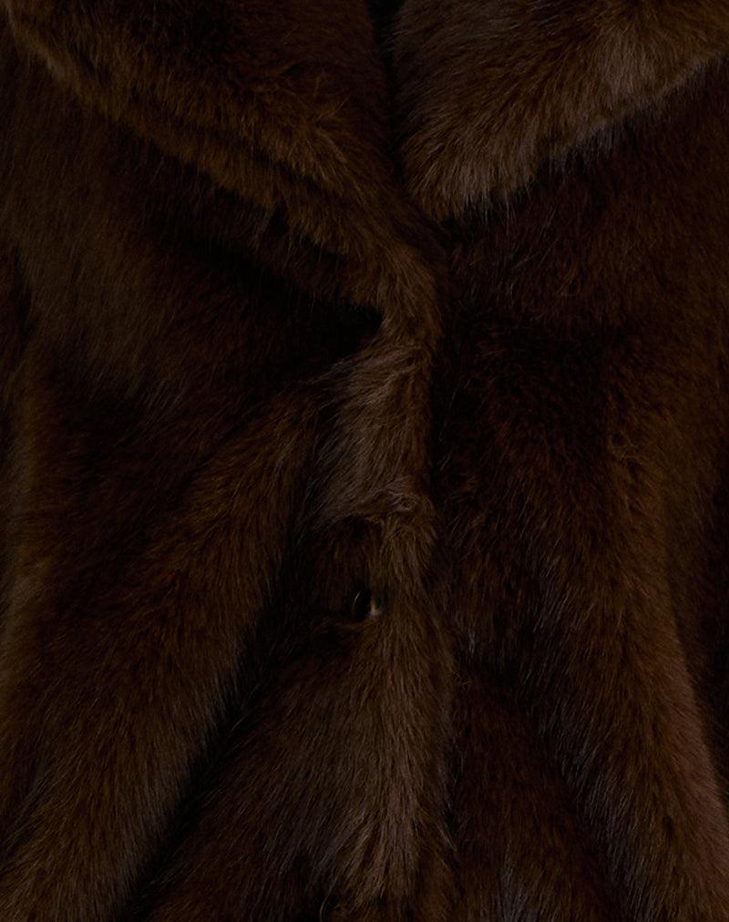 Pepita Jacket in Faux Fur Dark Brown Female Product Image