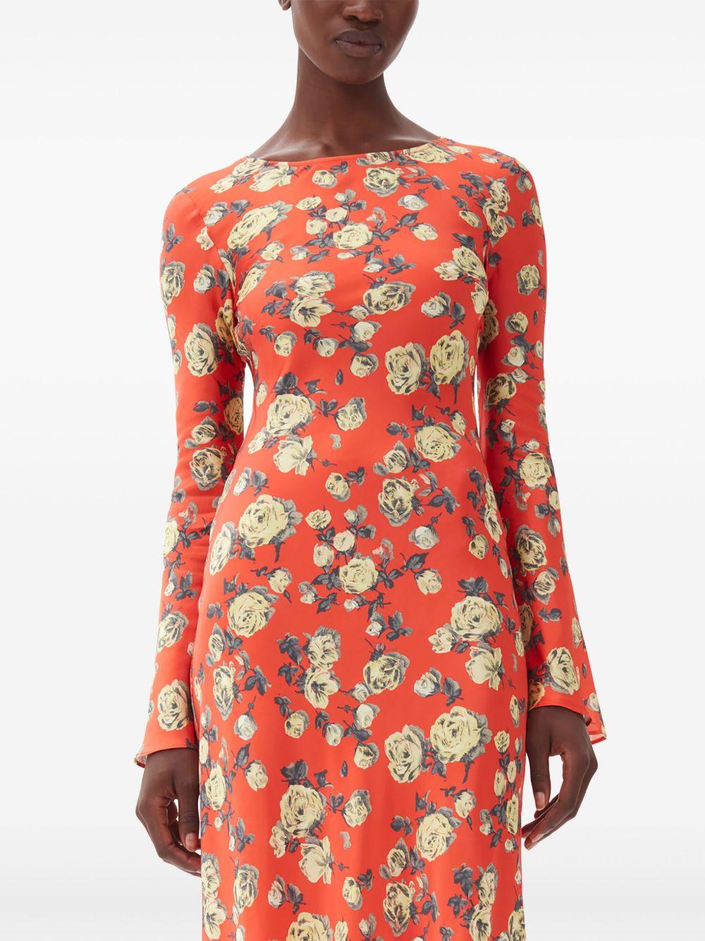 floral-print satin maxi dress Product Image