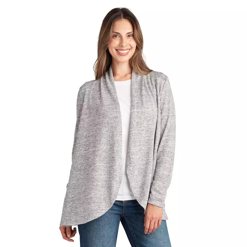 Womens AGB Long Sleeve Cozy Cardigan Grey Black Product Image